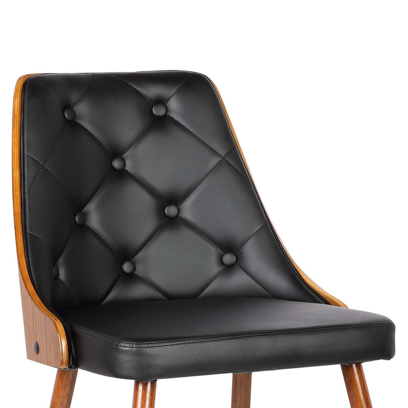 Lily Mid-Century Dining Chair in Walnut Finish and Black Faux Leather - Furniture City (CA)l