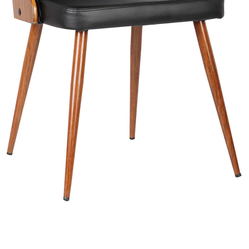 Lily Mid-Century Dining Chair in Walnut Finish and Black Faux Leather - Furniture City (CA)l