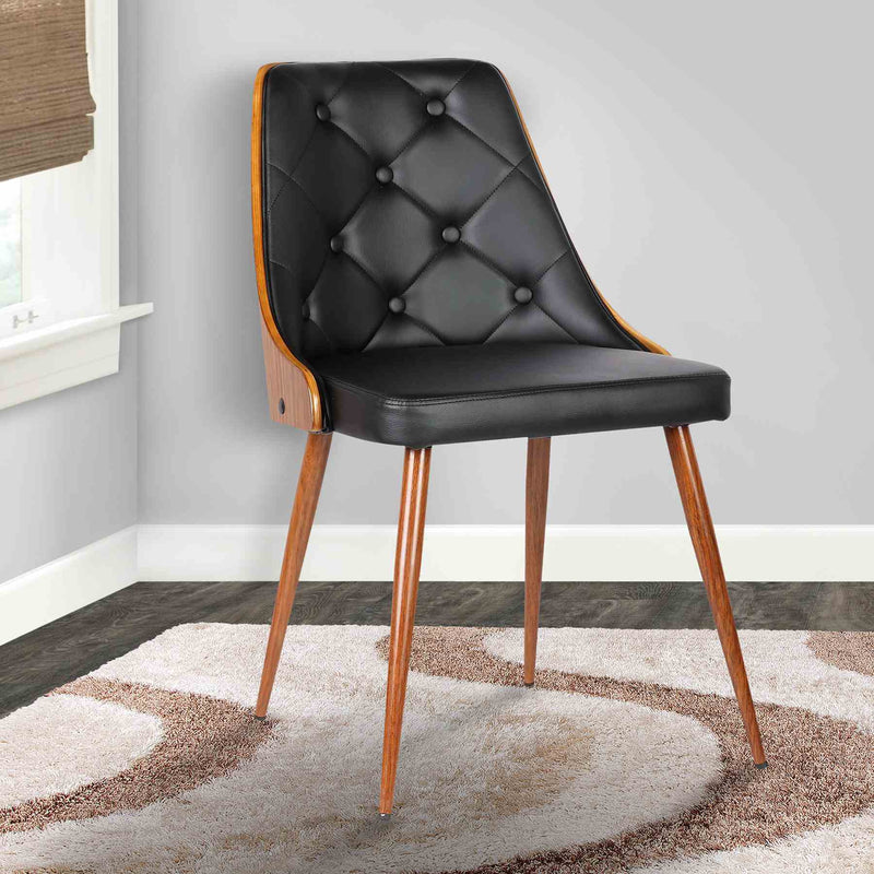 Lily Mid-Century Dining Chair in Walnut Finish and Black Faux Leather - Furniture City (CA)l