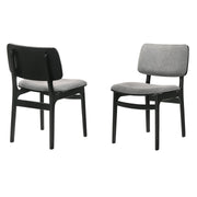 Lima Gray Upholstered Wood Dining Chairs in Black Finish - Set of 2 - Furniture City (CA)l