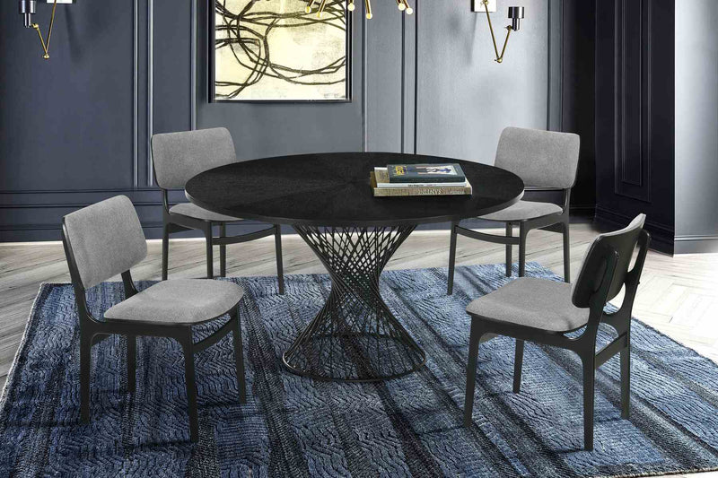 Lima Gray Upholstered Wood Dining Chairs in Black Finish - Set of 2 - Furniture City (CA)l