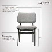 Lima Gray Upholstered Wood Dining Chairs in Black Finish - Set of 2 - Furniture City (CA)l