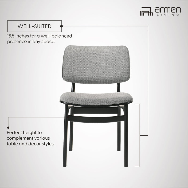 Lima Gray Upholstered Wood Dining Chairs in Black Finish - Set of 2 - Furniture City (CA)l