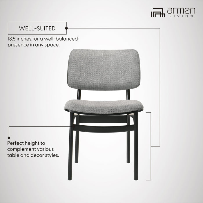 Lima Gray Upholstered Wood Dining Chairs in Black Finish - Set of 2