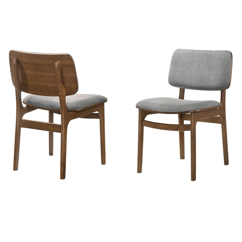 Lima Gray Upholstered Wood Dining Chairs in Walnut Finish - Set of 2 - Furniture City (CA)l