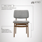 Lima Gray Upholstered Wood Dining Chairs in Walnut Finish - Set of 2 - Furniture City (CA)l
