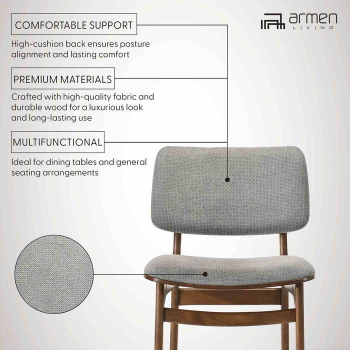 Lima Gray Upholstered Wood Dining Chairs in Walnut Finish - Set of 2