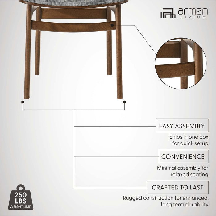 Lima Gray Upholstered Wood Dining Chairs in Walnut Finish - Set of 2