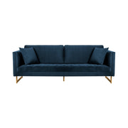 Lenox Blue Velvet Modern Sofa with Brass Legs - Furniture City (CA)l