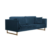 Lenox Blue Velvet Modern Sofa with Brass Legs - Furniture City (CA)l