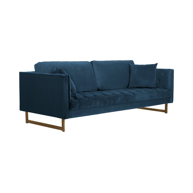 Lenox Blue Velvet Modern Sofa with Brass Legs - Furniture City (CA)l