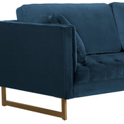 Lenox Blue Velvet Modern Sofa with Brass Legs - Furniture City (CA)l