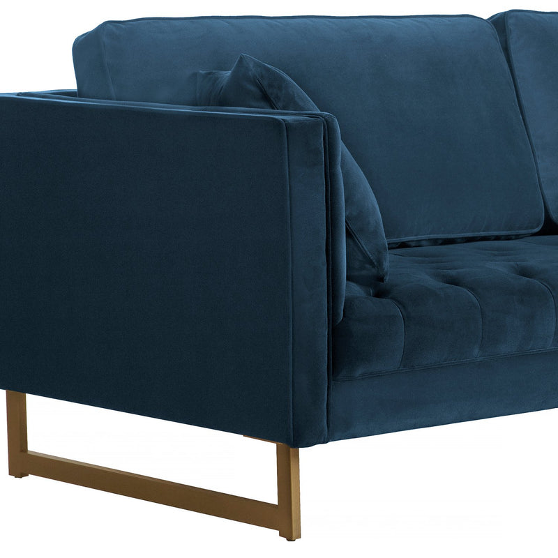 Lenox Blue Velvet Modern Sofa with Brass Legs - Furniture City (CA)l
