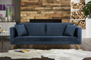 Lenox Blue Velvet Modern Sofa with Brass Legs - Furniture City (CA)l