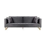 Lenox Gray Velvet Modern Sofa with Brass Legs - Furniture City (CA)l