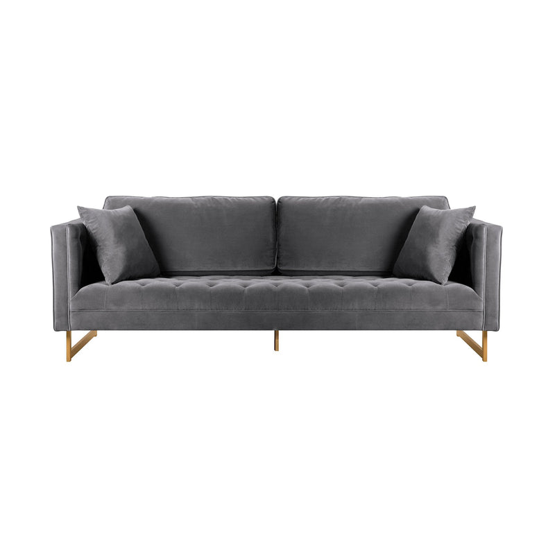 Lenox Gray Velvet Modern Sofa with Brass Legs - Furniture City (CA)l