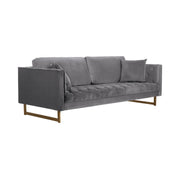 Lenox Gray Velvet Modern Sofa with Brass Legs - Furniture City (CA)l