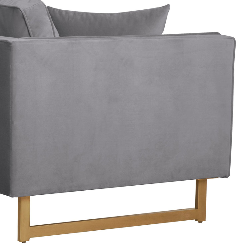 Lenox Gray Velvet Modern Sofa with Brass Legs - Furniture City (CA)l