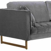 Lenox Gray Velvet Modern Sofa with Brass Legs - Furniture City (CA)l