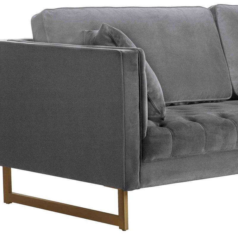 Lenox Gray Velvet Modern Sofa with Brass Legs - Furniture City (CA)l
