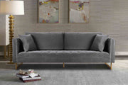 Lenox Gray Velvet Modern Sofa with Brass Legs - Furniture City (CA)l