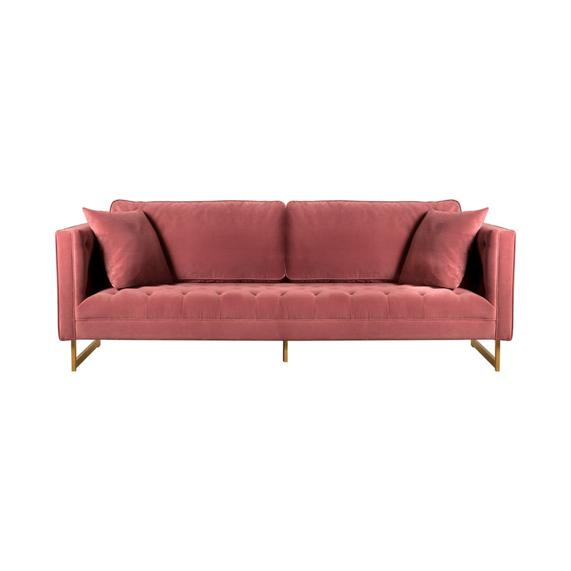 Lenox Pink Velvet Modern Sofa with Brass Legs - Furniture City (CA)l