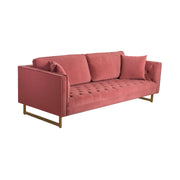 Lenox Pink Velvet Modern Sofa with Brass Legs - Furniture City (CA)l