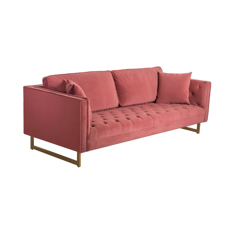 Lenox Pink Velvet Modern Sofa with Brass Legs - Furniture City (CA)l