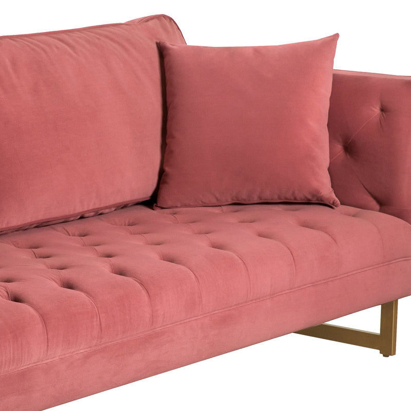 Lenox Pink Velvet Modern Sofa with Brass Legs - Furniture City (CA)l
