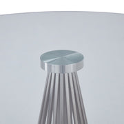 Lindsey Contemporary Dining Table in Brushed Stainless Steel Finish and Clear Glass top - Furniture City (CA)l