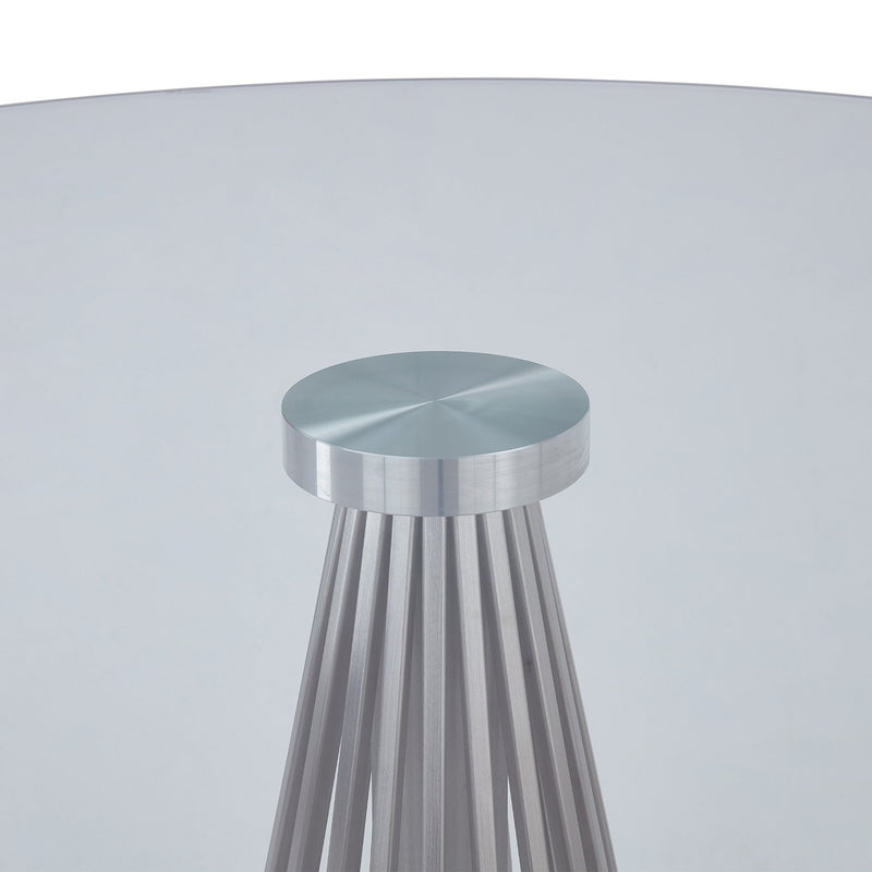 Lindsey Contemporary Dining Table in Brushed Stainless Steel Finish and Clear Glass top - Furniture City (CA)l