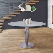Lindsey Contemporary Dining Table in Brushed Stainless Steel Finish and Clear Glass top - Furniture City (CA)l