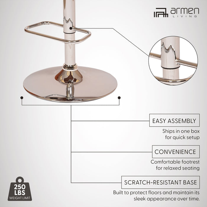 London Black Faux Leather Adjustable Height Swivel Walnut Wood and Chrome Bar Stool