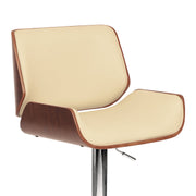 London Cream Faux Leather Adjustable Height Swivel Walnut Wood and Chrome Bar Stool - Furniture City (CA)l