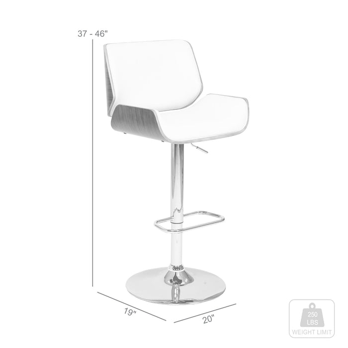 London Cream Faux Leather Adjustable Height Swivel Walnut Wood and Chrome Bar Stool