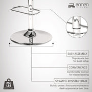 London Cream Faux Leather Adjustable Height Swivel Walnut Wood and Chrome Bar Stool - Furniture City (CA)l