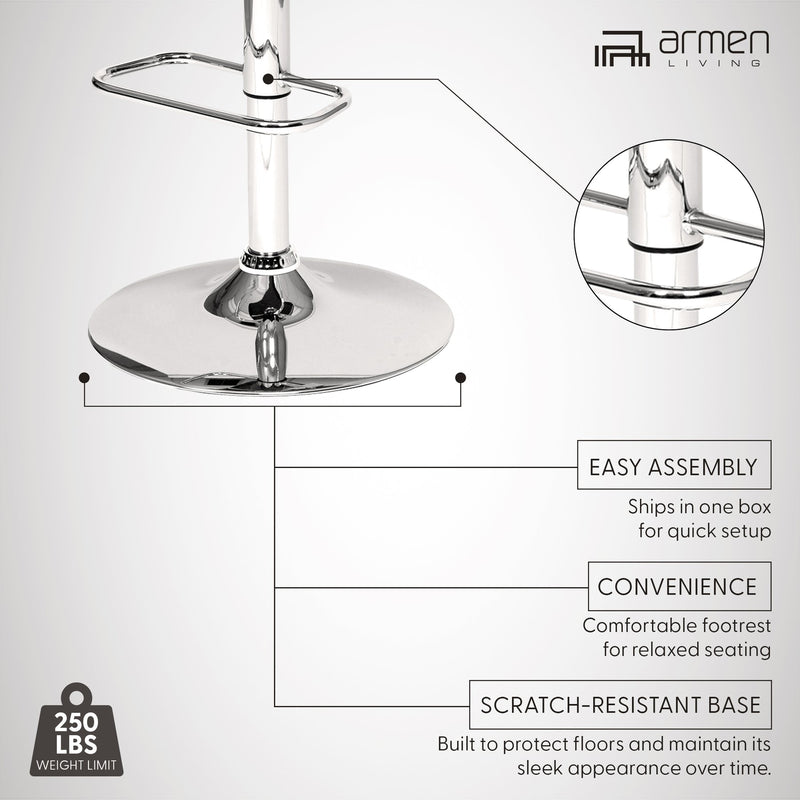 London Cream Faux Leather Adjustable Height Swivel Walnut Wood and Chrome Bar Stool - Furniture City (CA)l