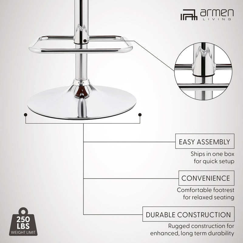 London Gray Faux Leather Adjustable Height Swivel Walnut Wood and Chrome Bar Stool - Furniture City (CA)l