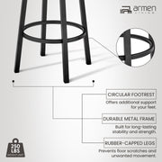 Lorin 26" Counter Height Swivel Bar Stool in Black Finish and Black Faux Leather - Furniture City (CA)l