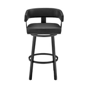 Lorin 26" Counter Height Swivel Bar Stool in Black Finish and Black Faux Leather - Furniture City (CA)l