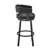 Lorin 26" Counter Height Swivel Bar Stool in Black Finish and Black Faux Leather - Furniture City (CA)l