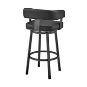 Lorin 26" Counter Height Swivel Bar Stool in Black Finish and Black Faux Leather - Furniture City (CA)l