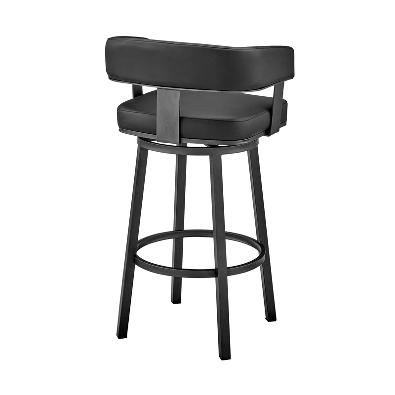 Lorin 26" Counter Height Swivel Bar Stool in Black Finish and Black Faux Leather - Furniture City (CA)l