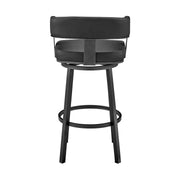 Lorin 26" Counter Height Swivel Bar Stool in Black Finish and Black Faux Leather - Furniture City (CA)l