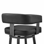 Lorin 26" Counter Height Swivel Bar Stool in Black Finish and Black Faux Leather - Furniture City (CA)l
