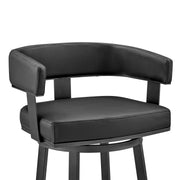 Lorin 30" Bar Height Swivel Bar Stool in Black Finish and Black Faux Leather - Furniture City (CA)l
