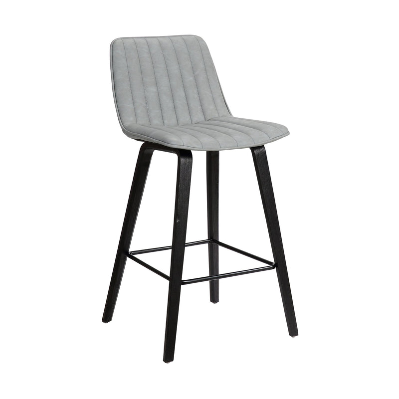 Lorenz 26" Gray Faux Leather Barstool In Black Brushed Wood Finish - Furniture City (CA)l
