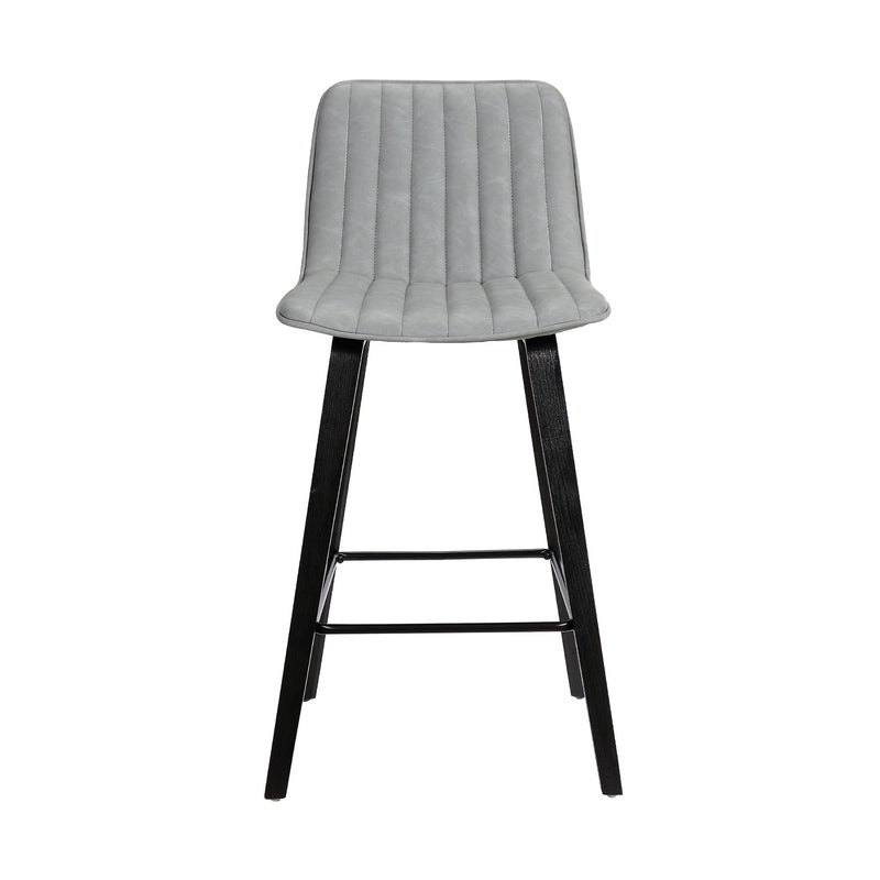 Lorenz 26" Gray Faux Leather Barstool In Black Brushed Wood Finish - Furniture City (CA)l