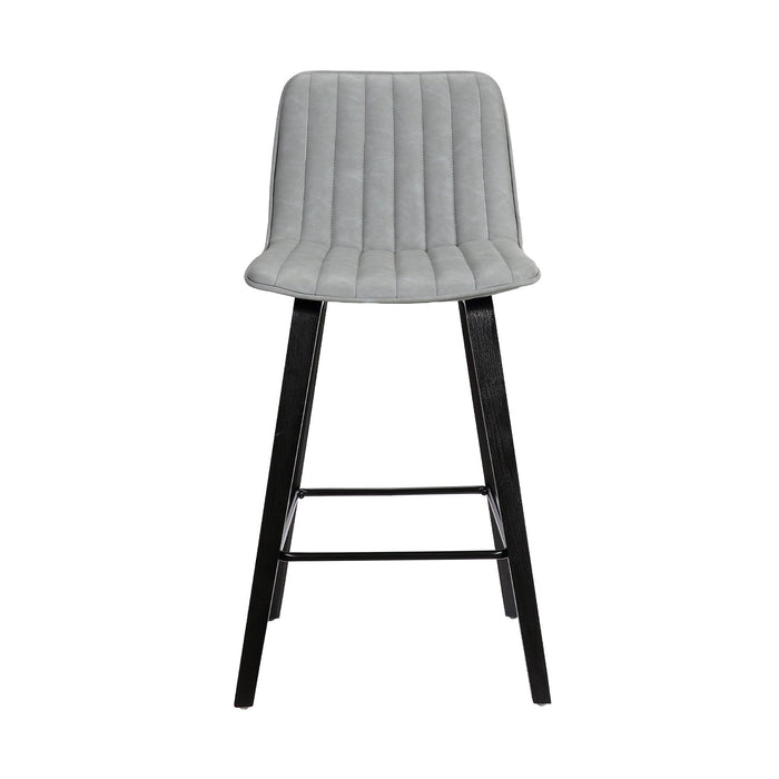 Lorenz 26" Gray Faux Leather Barstool In Black Brushed Wood Finish
