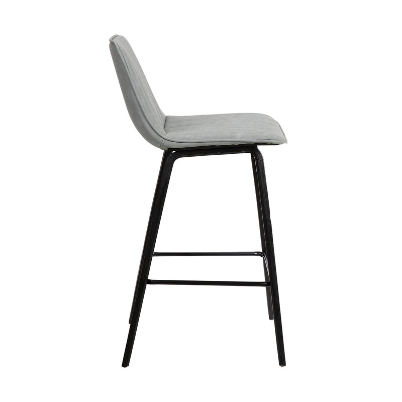 Lorenz 26" Gray Faux Leather Barstool In Black Brushed Wood Finish - Furniture City (CA)l